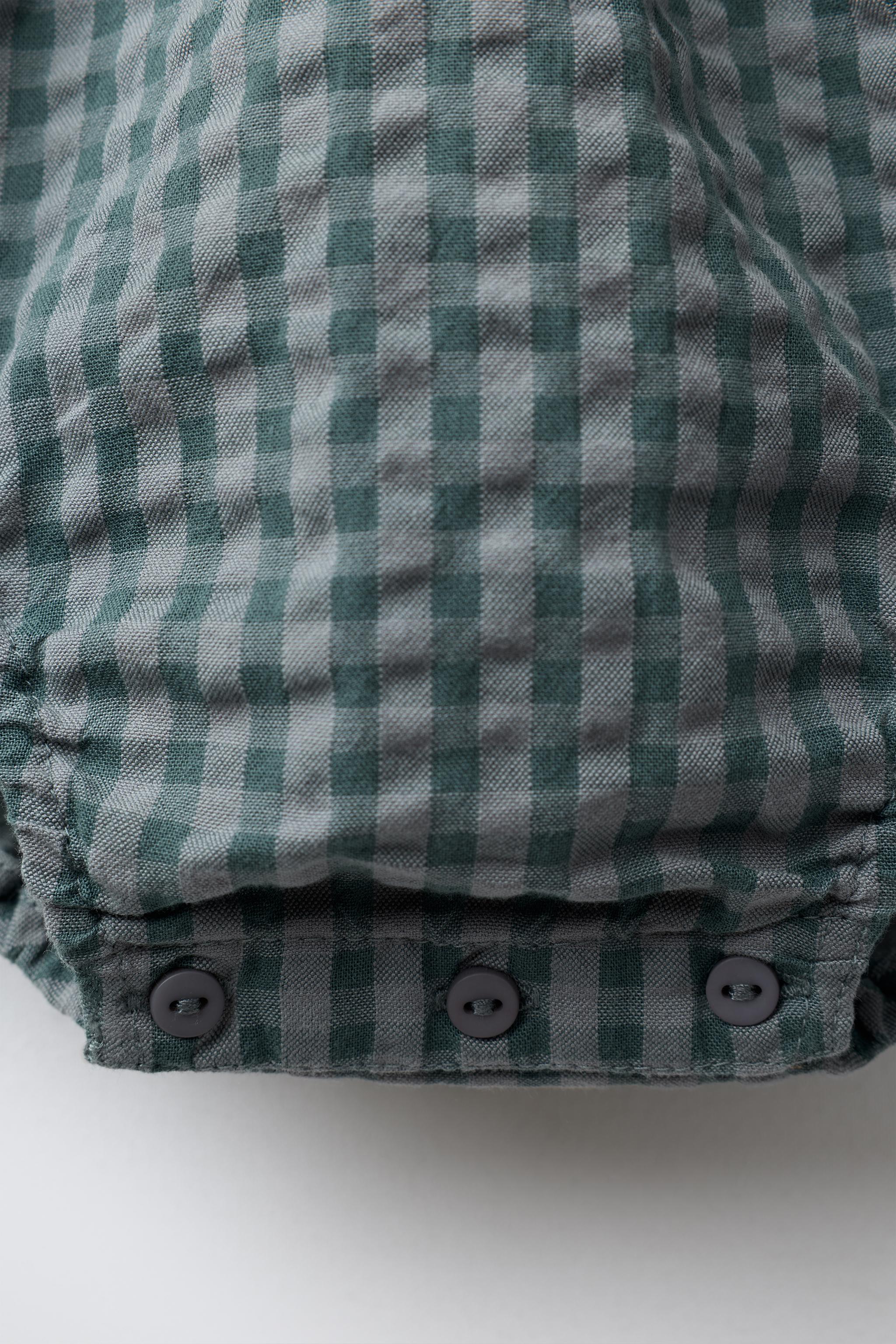 PLAID EMBROIDERED ROMPER